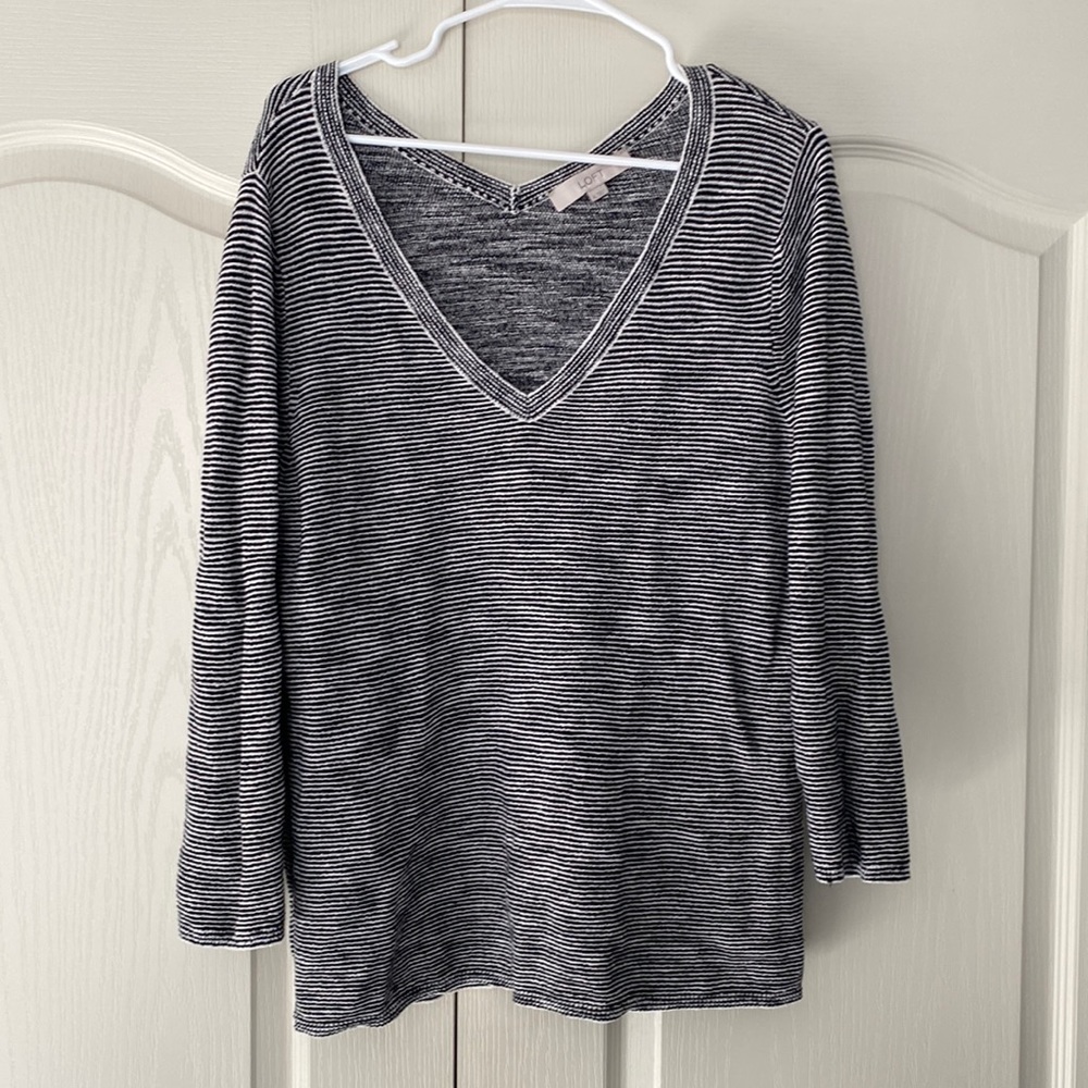 Loft women’s black and white striped sweater